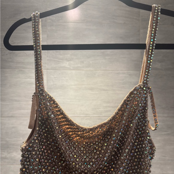 Nasty Gal Premium Glass Stone Encrusted Strappy Slip Dress sz 8 - Picture 6 of 9